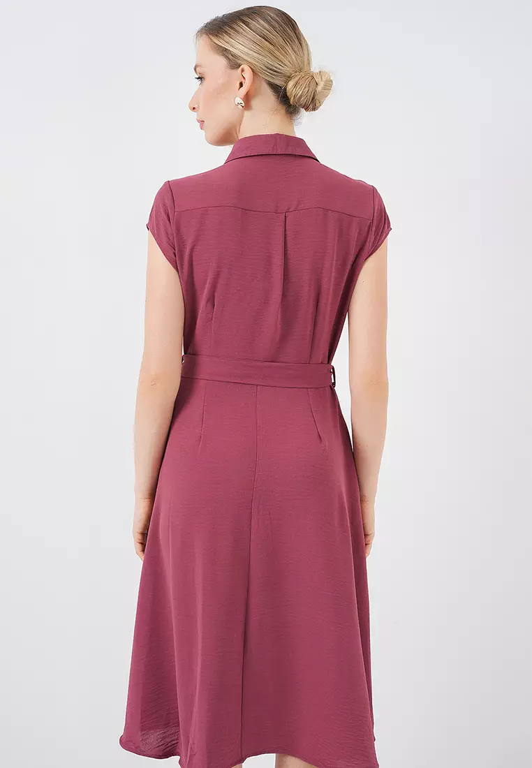 Buttoned Waist Tie Dress