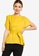 ZALORA WORK yellow Slit Sleeve Top With Belt FEE6FAA885AC54GS_1