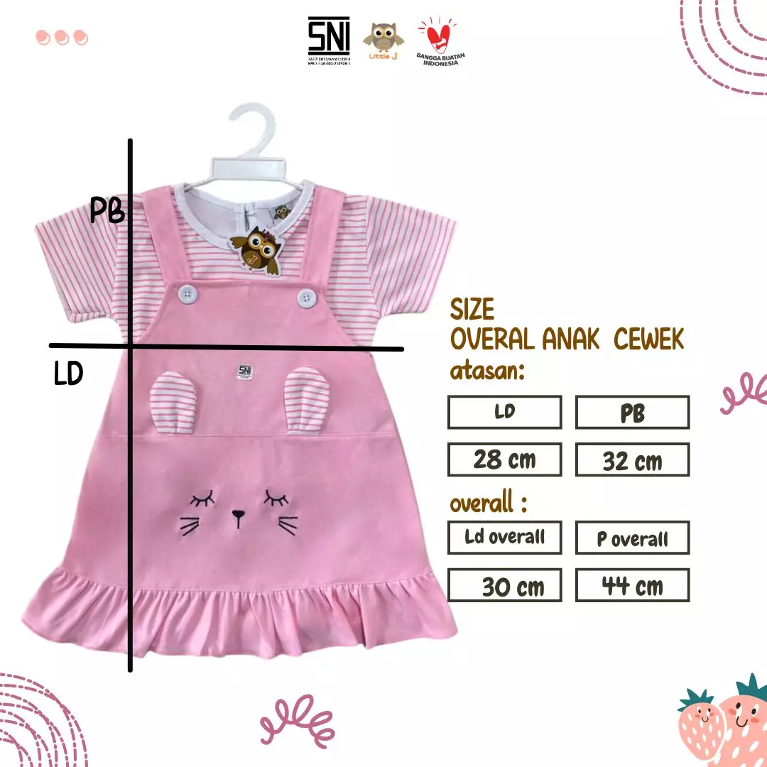 Little J - (Kode 386) Overall Anak Cewek Set Dress Bayi 12-24 Bulan Bahan Katun Premium Adem 