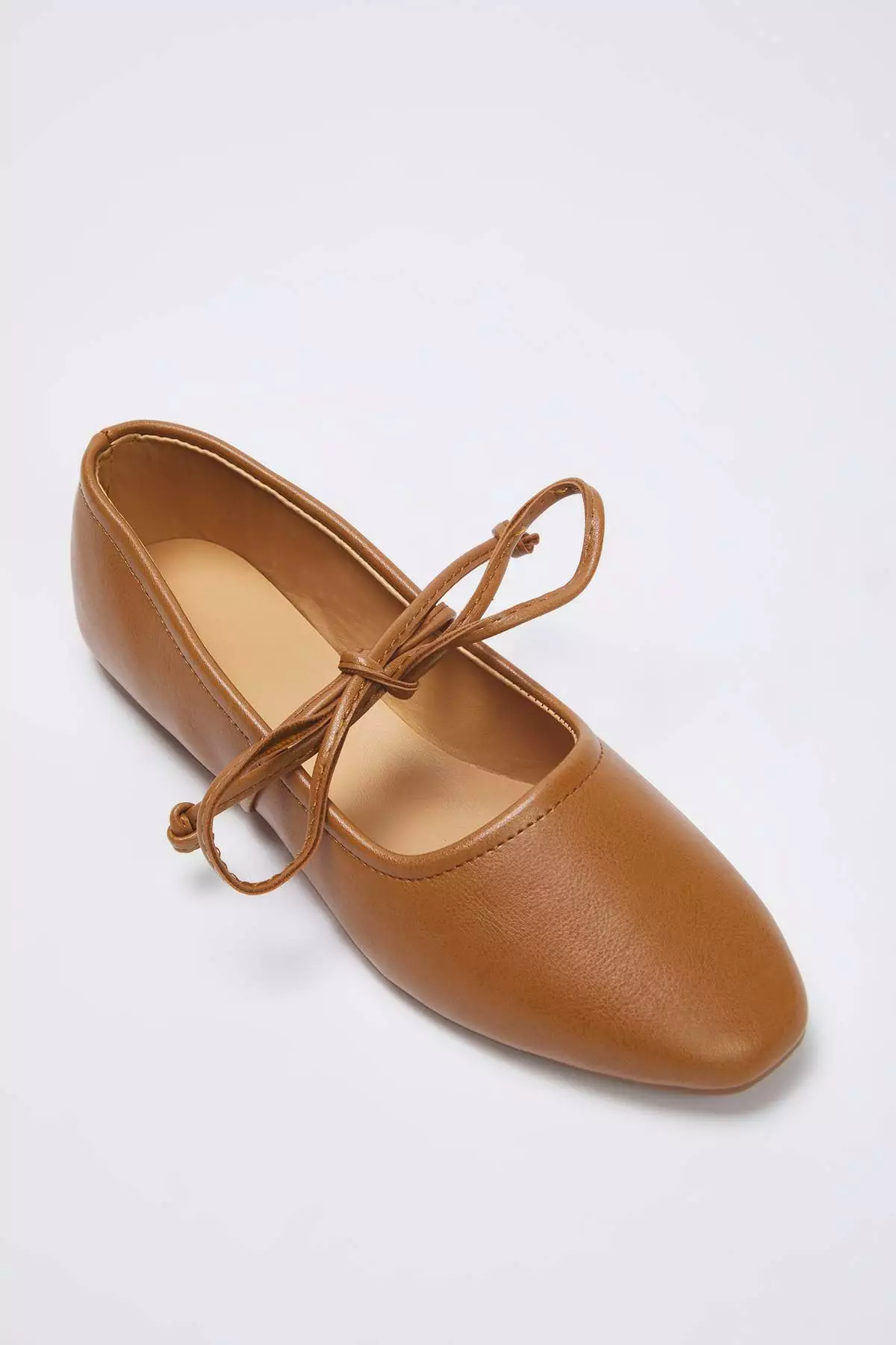 Teen Karamel Lace-Up Detailed Mary Jane Women'S Almond Toe Ballerina Shoes Takaw26Be00002
