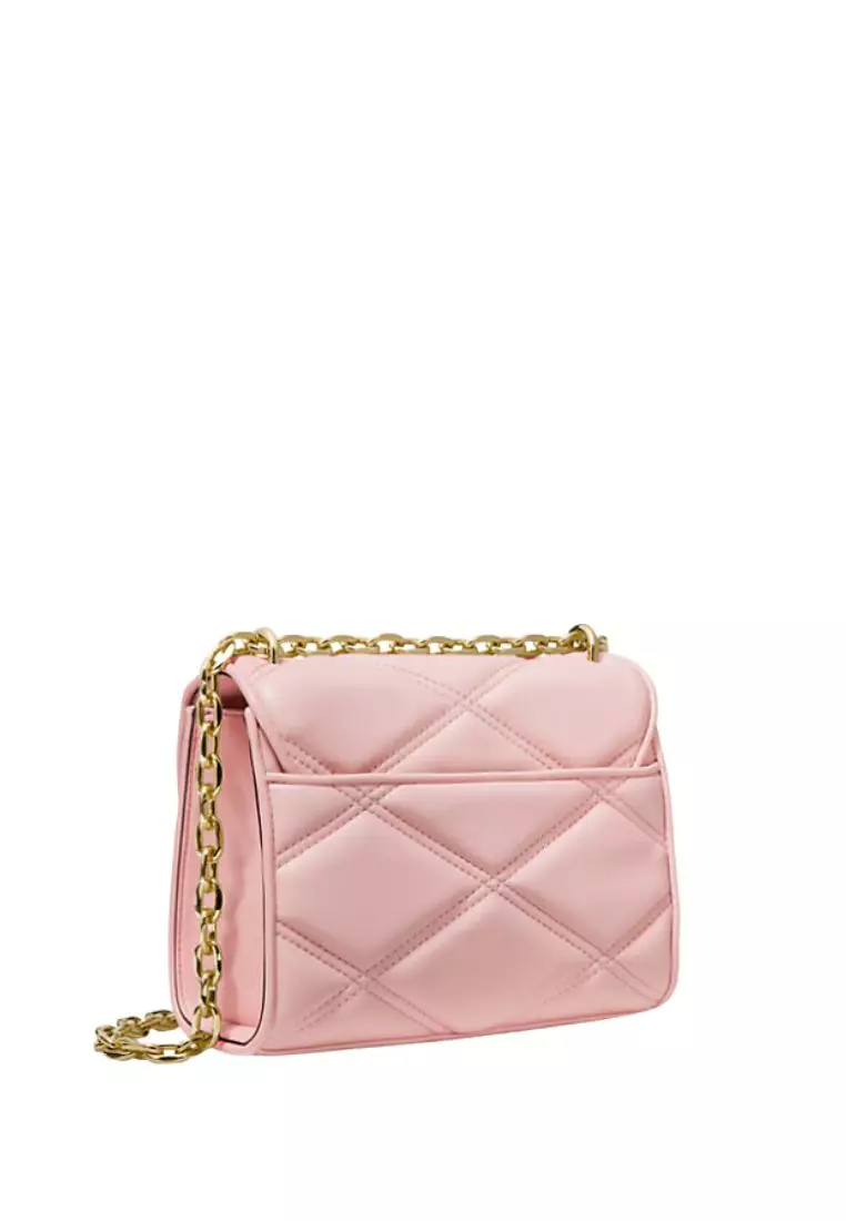 Serena Small Quilted Faux Leather Crossbody Bag Powder Blush