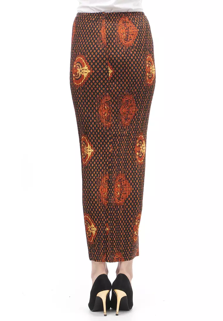 Rok Plisket Motif Batik Bawahan Wanita Design Casual - Truntum