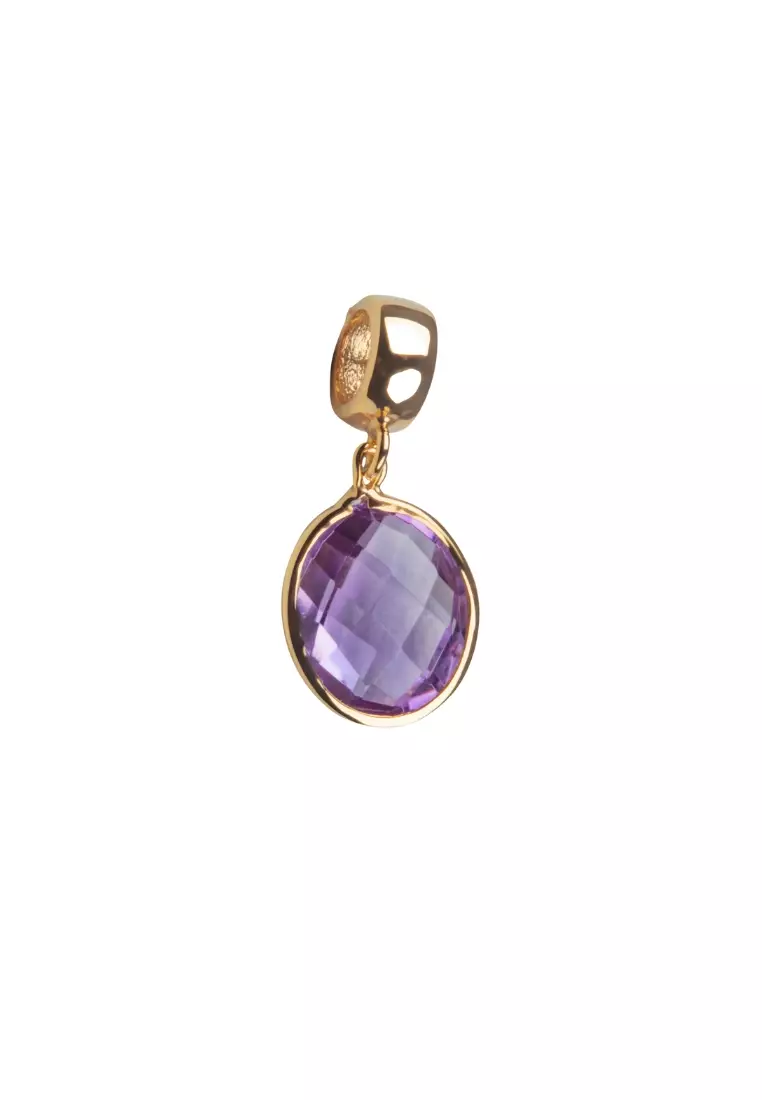 Amethyst Oval Charm 18k Gold