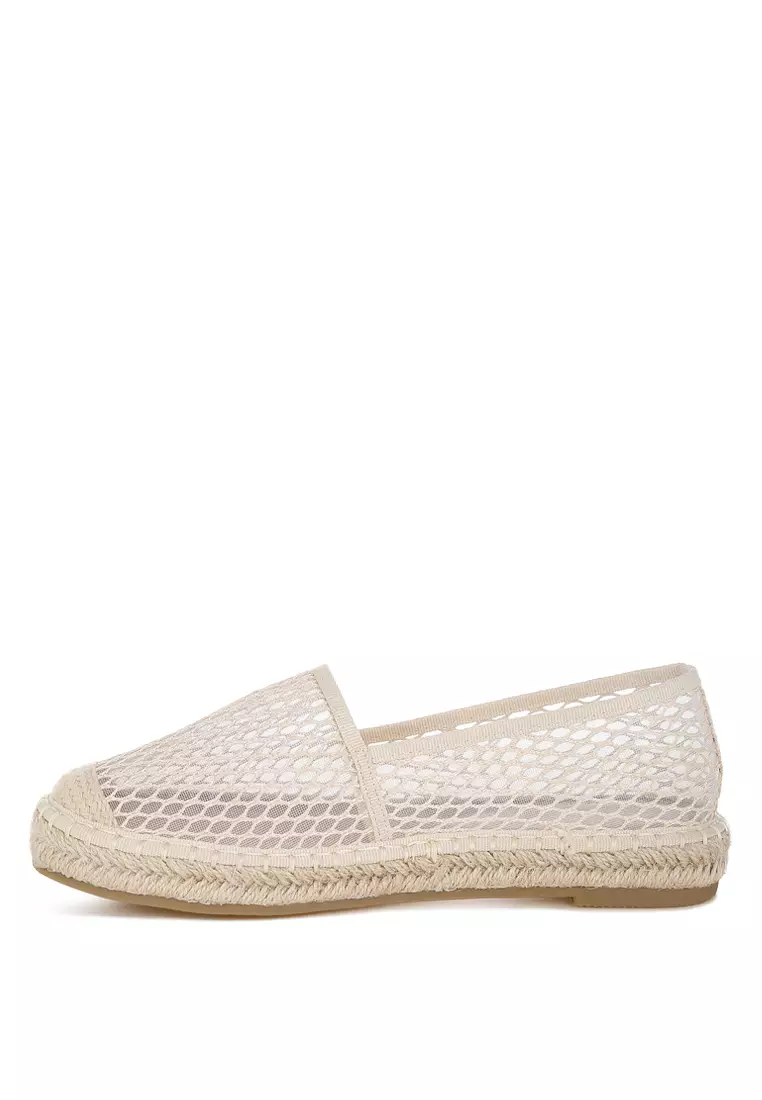 Mesh Espadrille Loafers In Beige