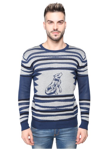 Jual Knitwork KNITWORK Navy - Grey Howling Wolf Jacquard ...