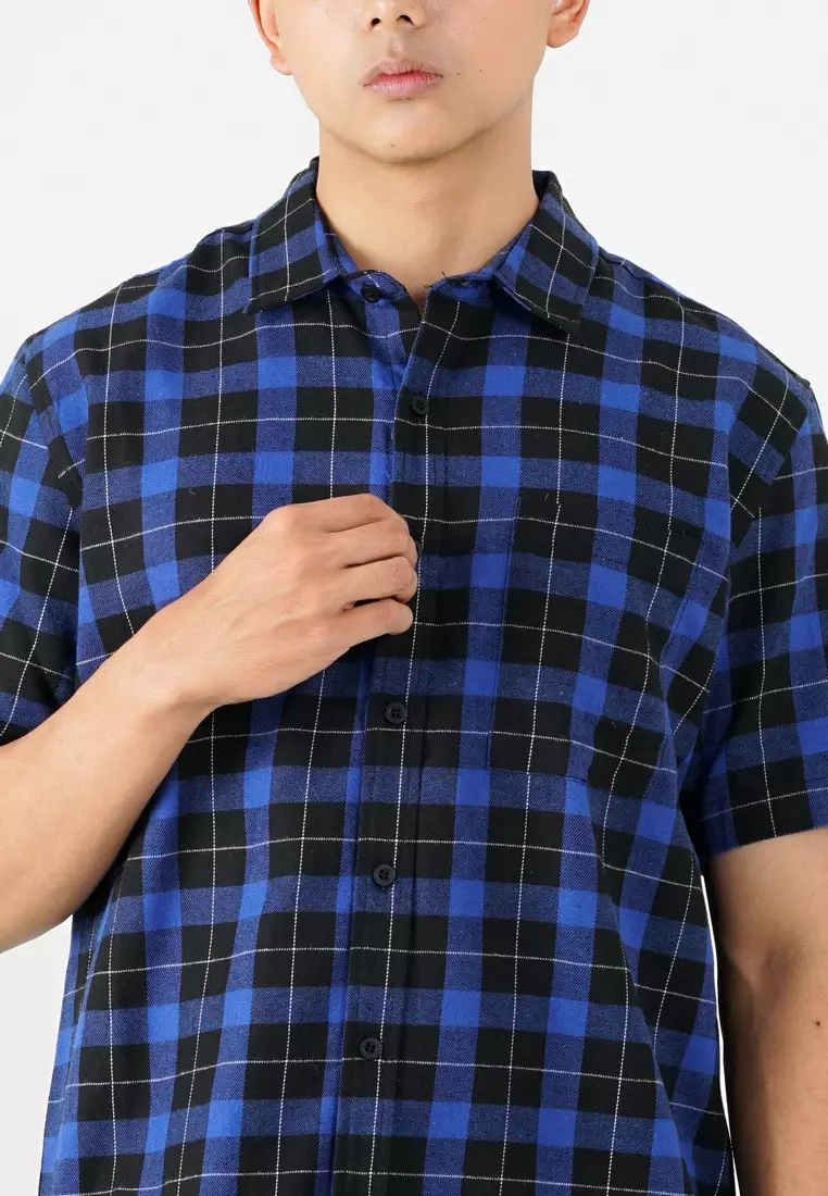 Greenlight Men's Flannel Plaid Shirt Short Sleeve Regular Fit Creo OL-C040225