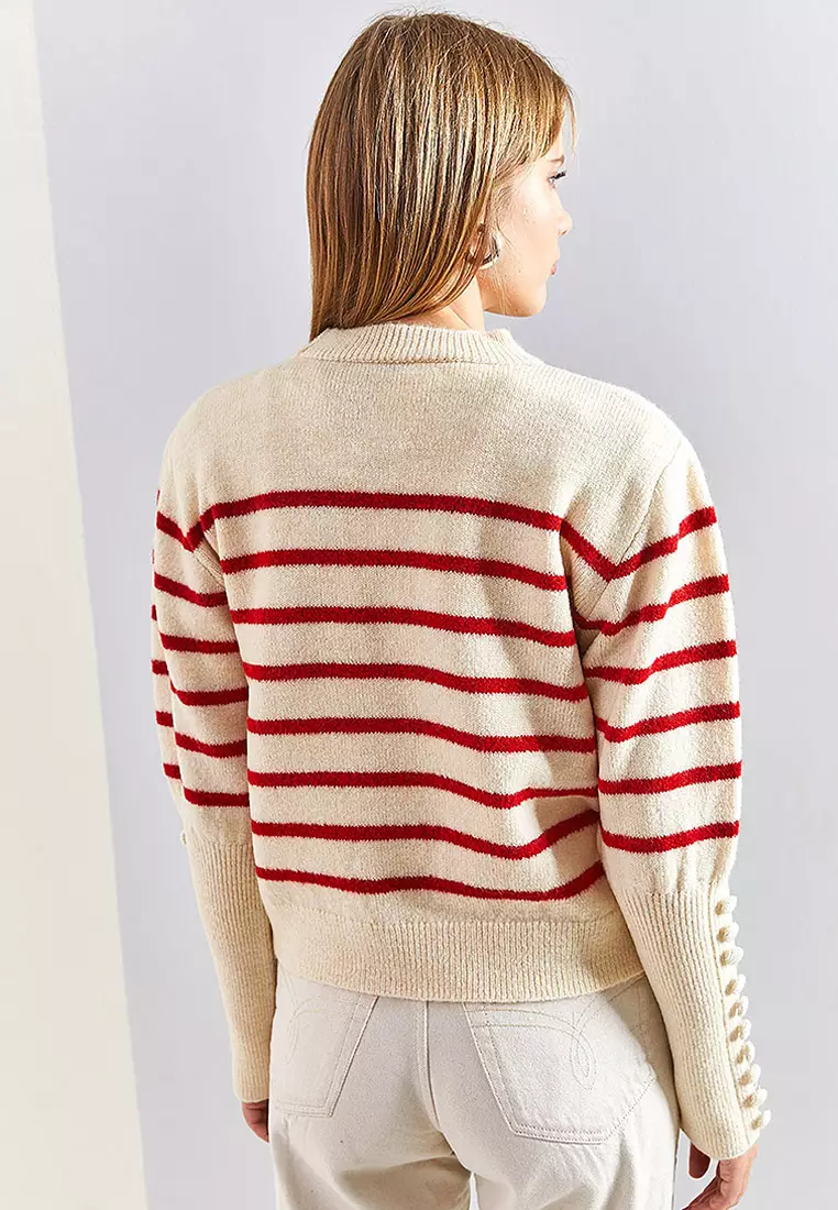 Striped Knitwear Sweater with Cufflinks