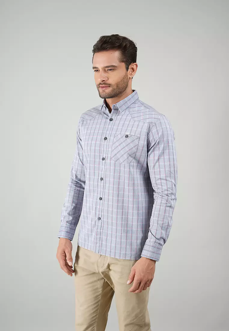 LGS - Regular Fit - Kemeja Casual - Biru - Motif - CSH.270.K003.002.C