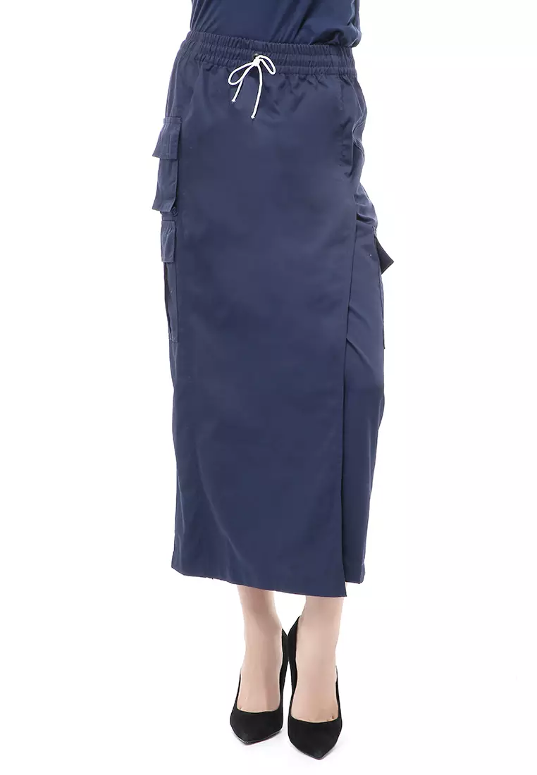Kayla Rok Celana Panjang Muslimah Bawahan Wanita Relaxed Fit - Navy