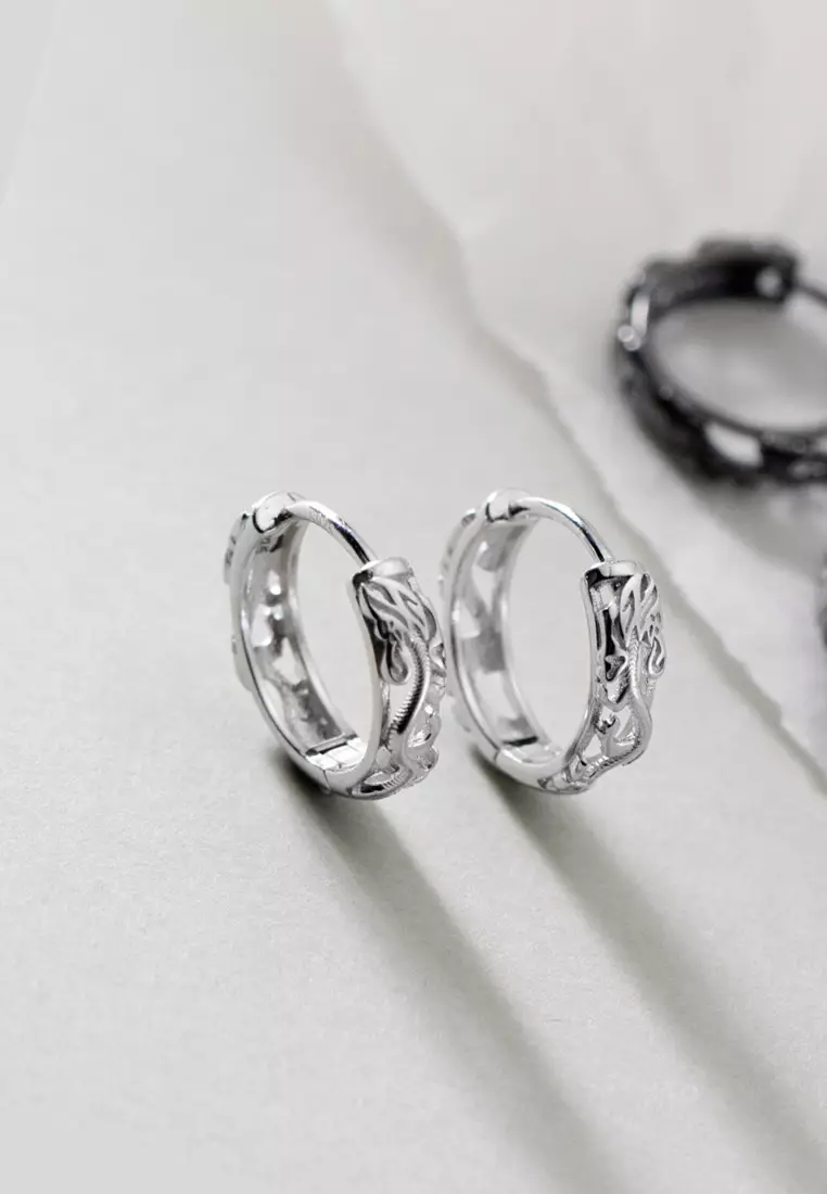 925 Silver Vintage Hallow Out Pattern Earrings JW AR-M01262