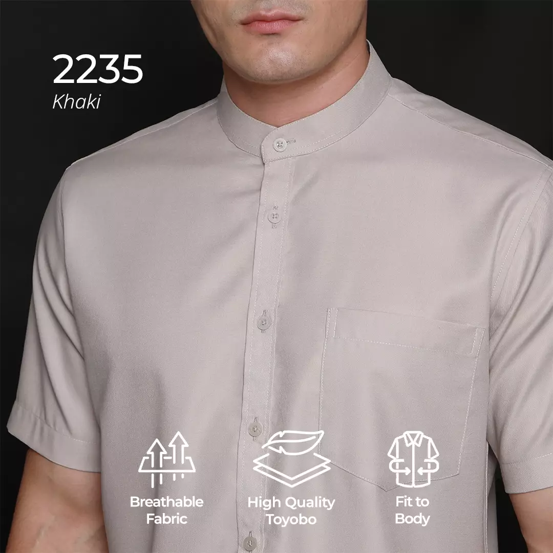 Simple Perfect x Casella Kemeja Pria Lengan Pendek Kerah Shanghai Solid Basic 2235 Khaki