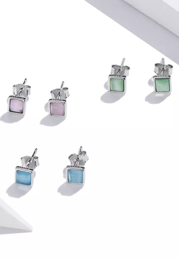 Solid 925 Sterling Silver Clarity in Ocado Stud Earrings