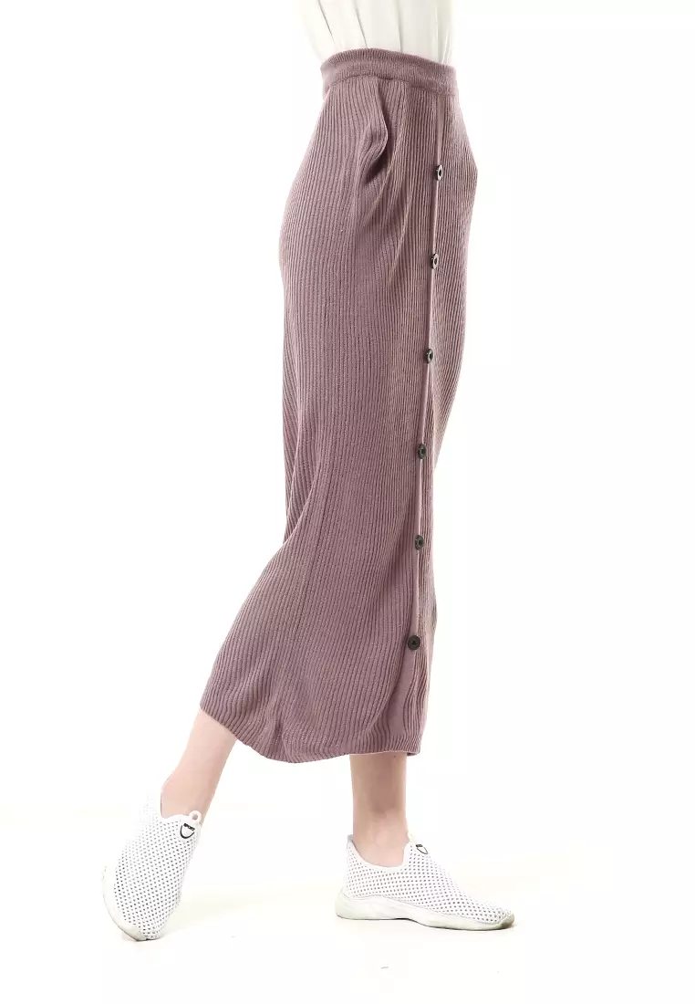 Deliana Rok Rajut Kancing Bawahan Wanita Premium Quality - Burgundy