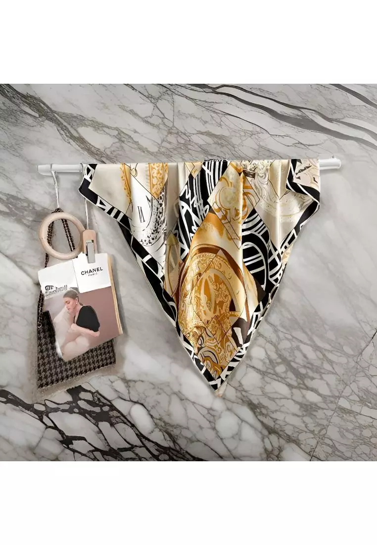 Luxury Silk Ladies' Large Scarf, Sun-Proof Crepe Satin, Premium Souvenir.