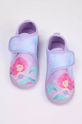 Trendyol Lilac Little Girl's Mermaid Printed Kids Slippers