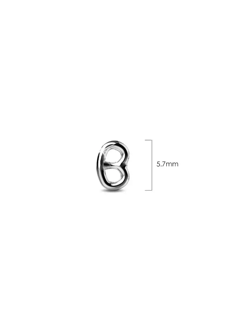 Solid 925 Sterling Silver Initial Alphabet Personalised Stud Earrings- B
