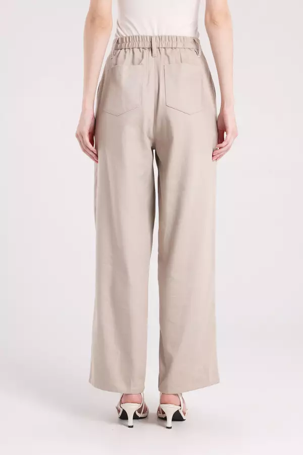 MINIMAL - Ludwig - Celana Lurus Lipit - Light Brown Warna Brown_Light