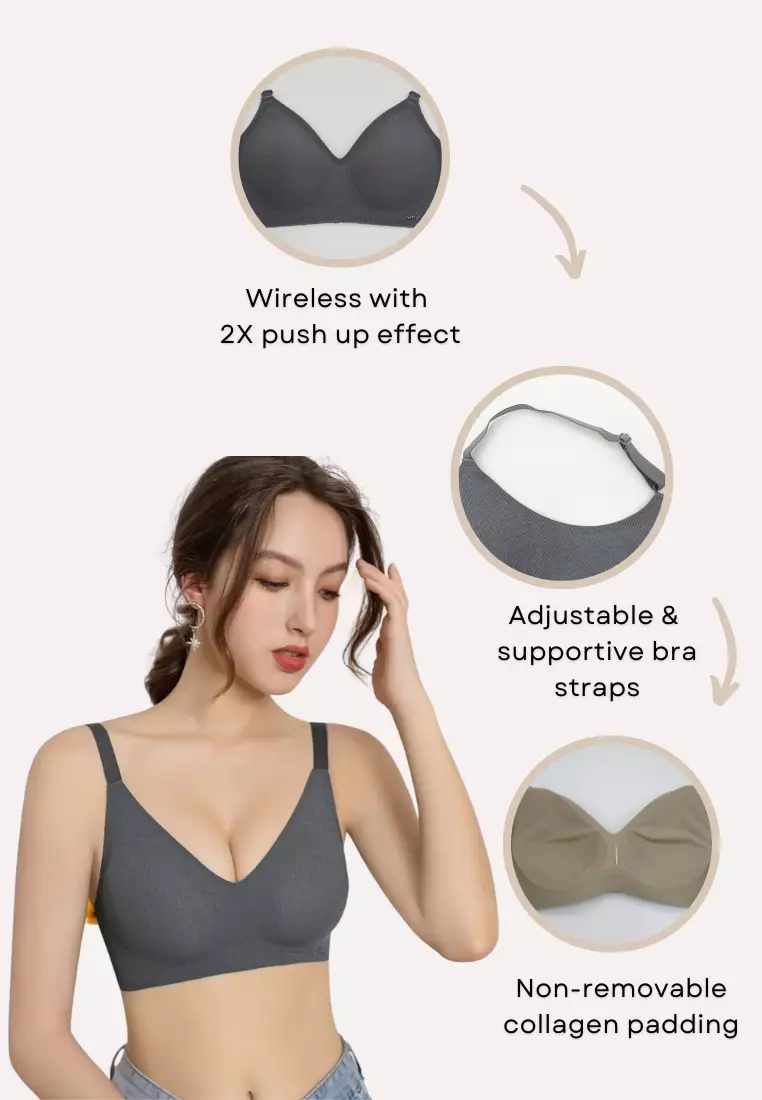 2 Pack Premium Melanie Seamless Wireless Padded Support Bra in Nude and Black