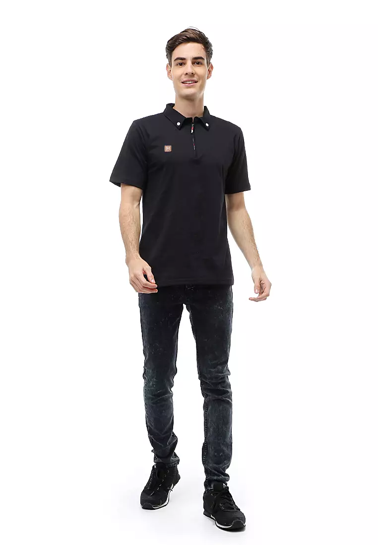 Jack Atasan Casual Pria T-Shirt Kaos Polo Resleting Short Sleeve Material Cotton ORIGINAL