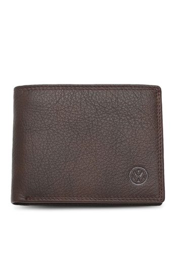 Volkswagen brown Men's Genuine Leather RFID Blocking Bi Fold Center Flap Wallet With Coin Compartment 39247AC9FEDBDCGS_1