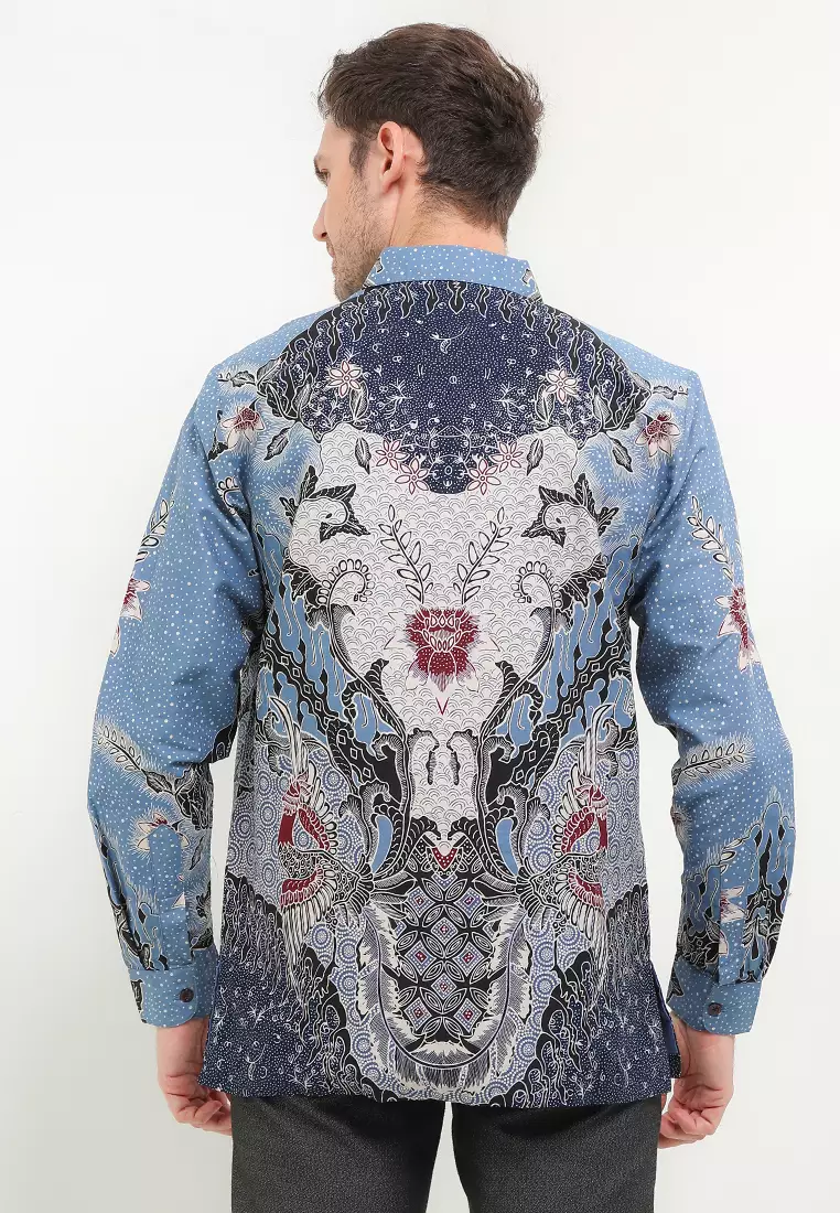 Kemeja Pria Lengan Panjang Furing Marino Lining Blue