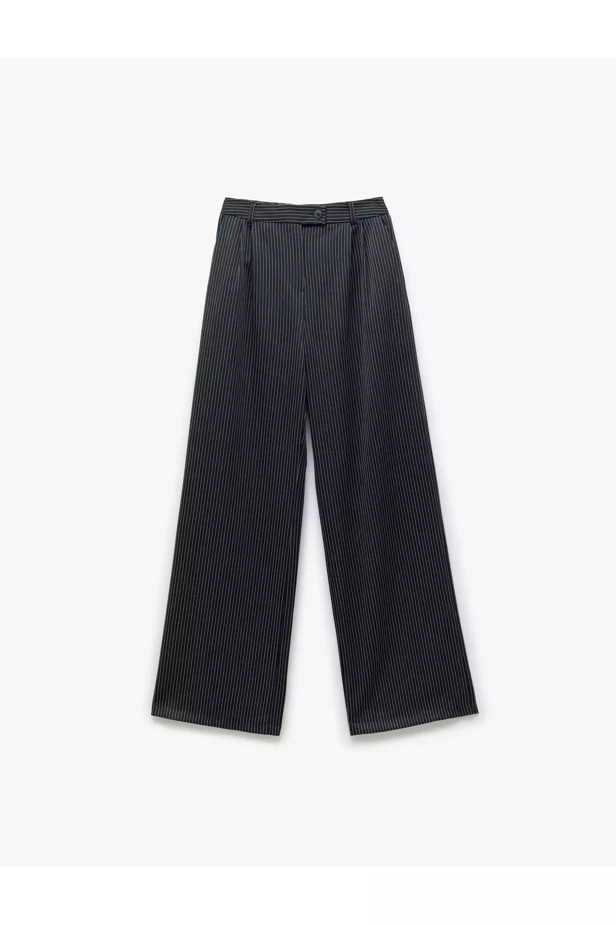 Standard Waist Pleat Detailed Pocket Wide Leg Fabric Pants