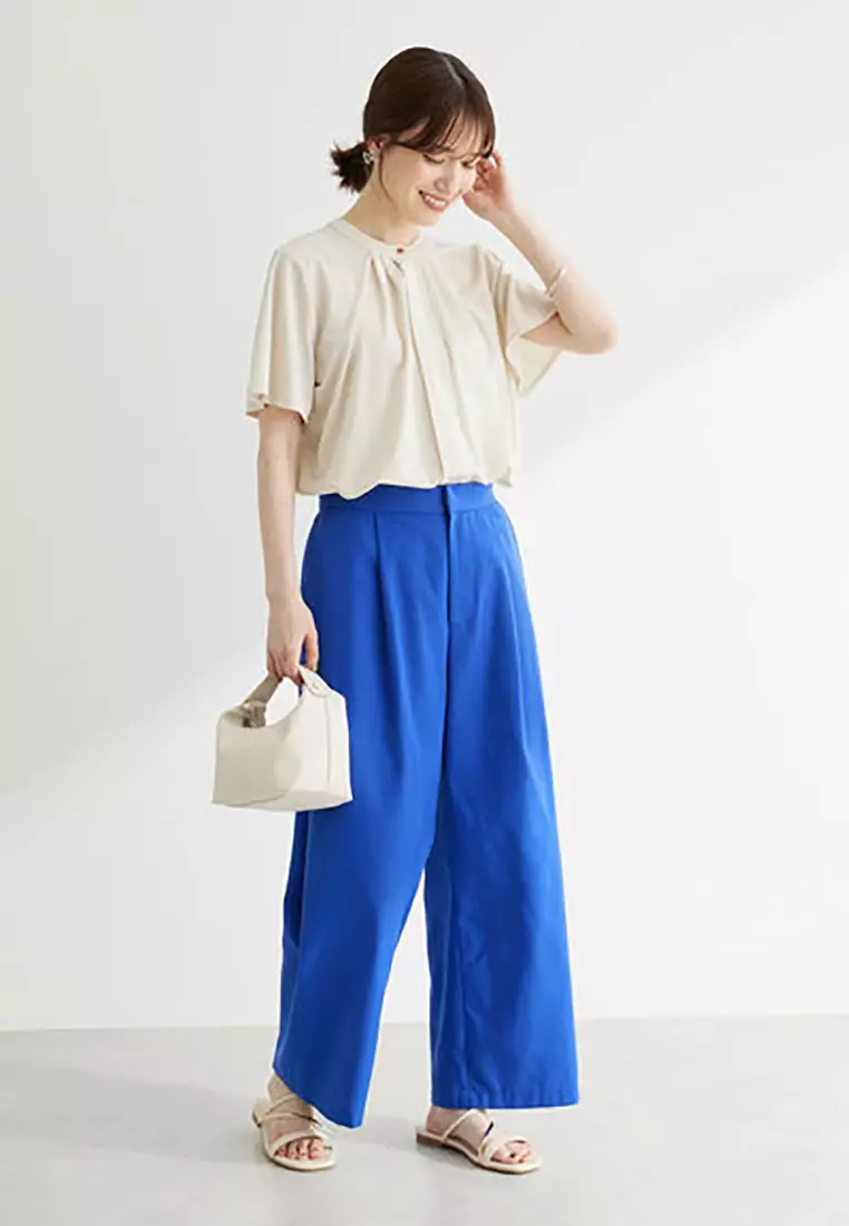 Green Parks - Tsuji Cotton Linen Blend Tuck Pants Royal Blue