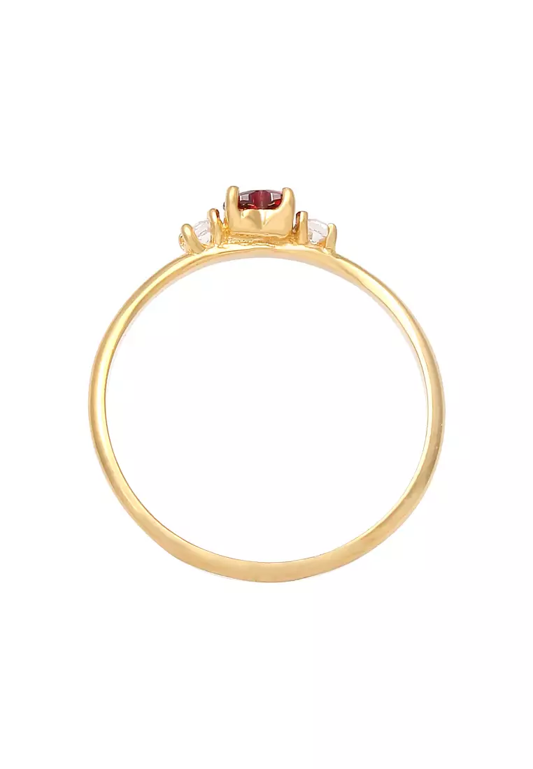 Ring Zirconia Red Gold Plated Heart