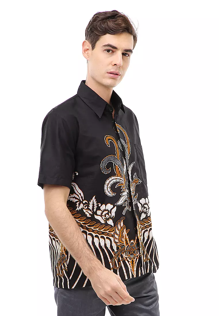 Kendrick Atasan Formal Kemeja Batik Pria Motif Ayam Short Sleeve Material Cotton ORIGINAL