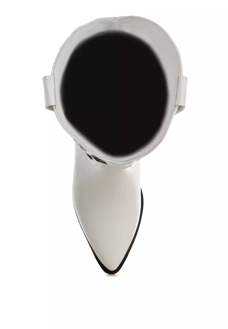 Winged Patchwork Cowboy Boots in White