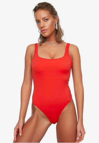 Trendyol red Square Collar Swimsuit 90CE7US6C47CEFGS_1