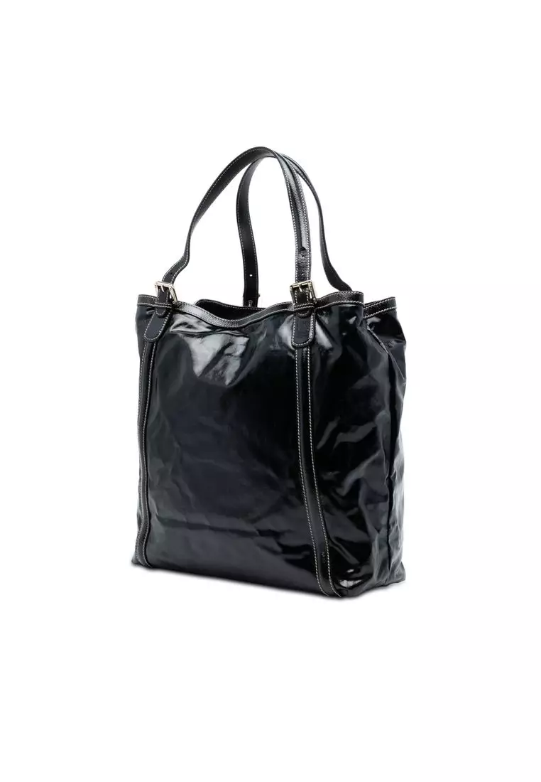 Pre-Loved Gucci Patent Dialux Britt Web Tote