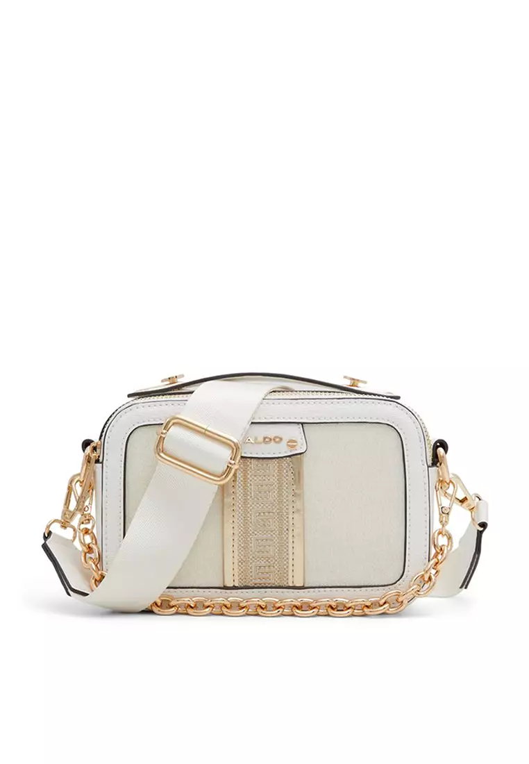 White and clearance gold crossbody bag