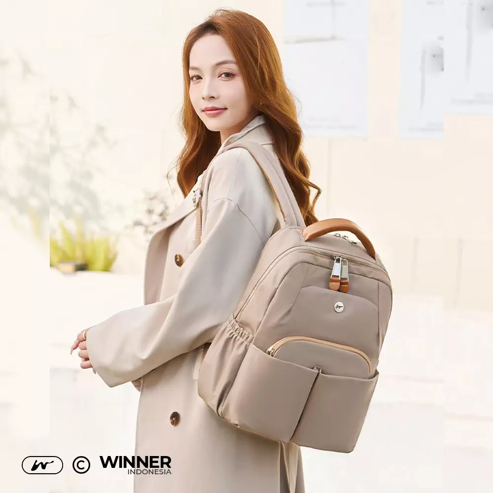 Tas Ransel Laptop 15,6 inch Oxford Anti-Air Backpack Korean Style (T14-004) Warna Mocha-15-inch