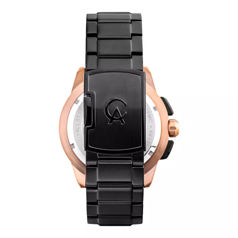 Jam Tangan Pria Alexandre Christie Chronograph AC 6618 MC BBRBA Men Black Dial Black Stainless Steel Strap