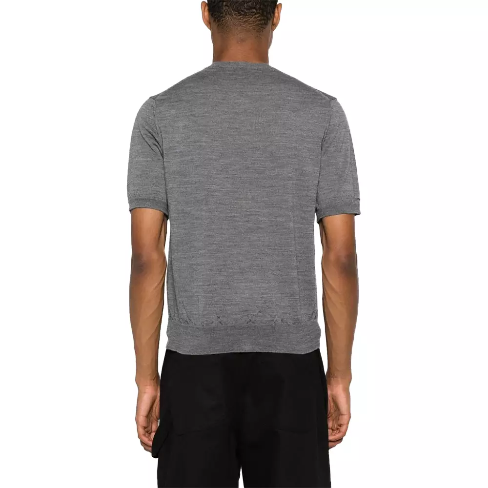 Play Red Heart Logo Short Wool Cardigan Grey