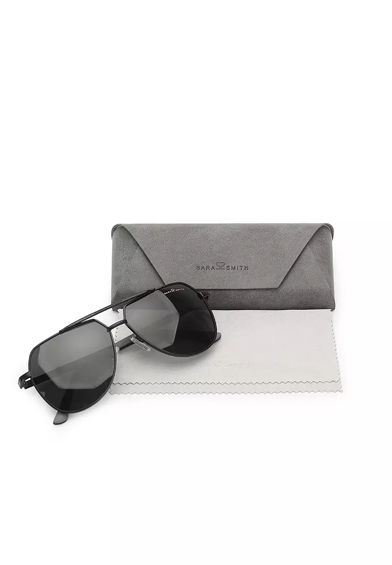 Unisex Stylish Polarized Aviator Sunglasses (Kacamata Hitam) - Emas / Abu-Abu