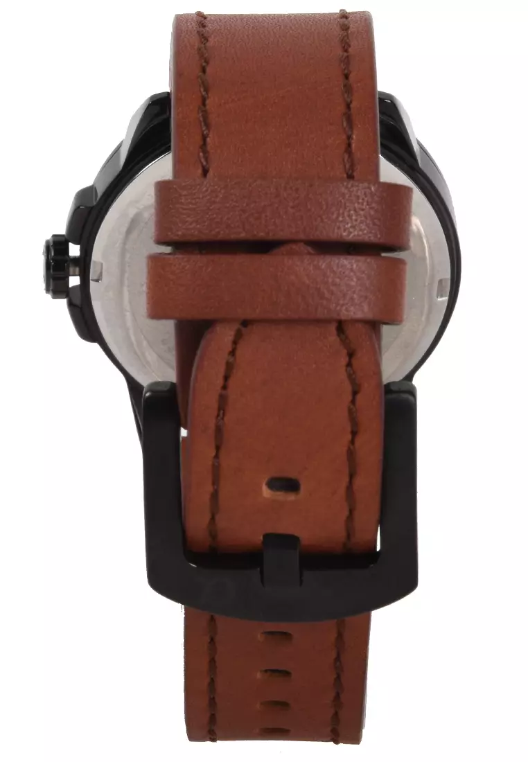 Alfa - Jam Tangan Wanita - Black - Brown Leather Strap - 55030L-C
