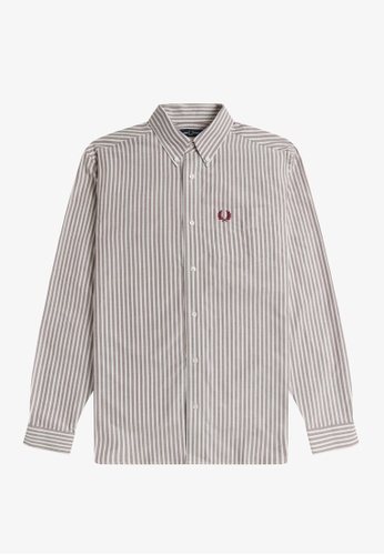 FRED PERRY Fred Perry M1661 Striped Oxford Shirt (Maroon) A5586AA813B6BBGS_1