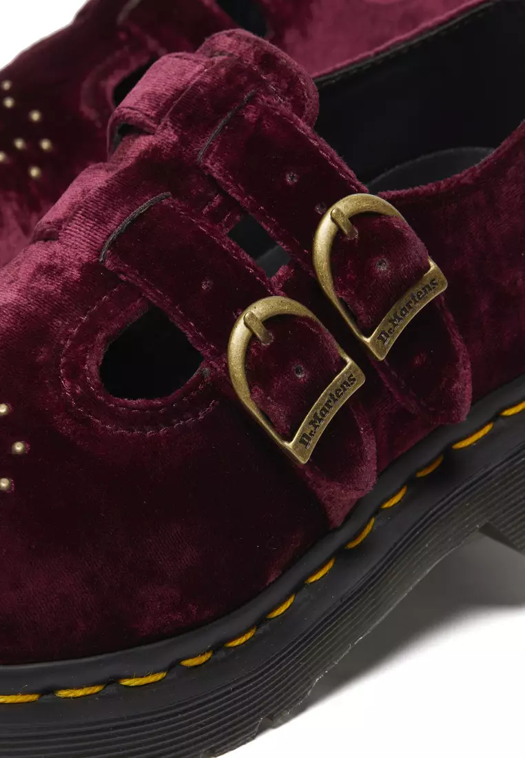 8065 Vegan Velvet Mary Jane Shoes Cherry Red Women