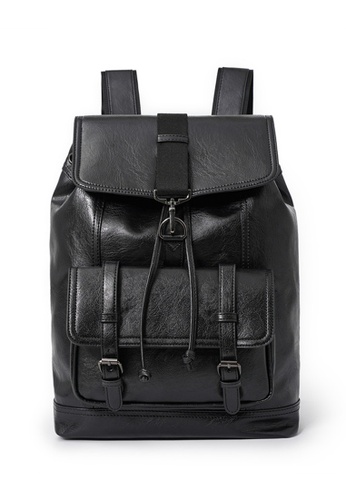 Lara black Men's Korean Style Water-resistant Flap Backpack - Black F8DE8AC20D8A32GS_1