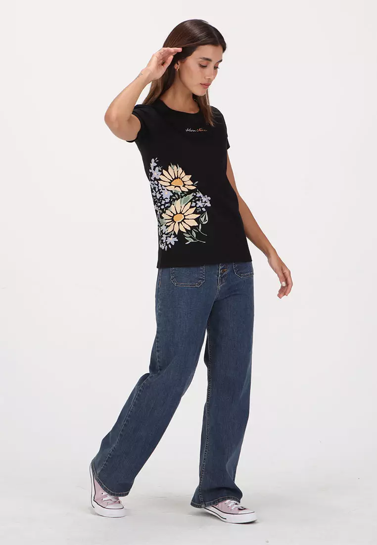 GST FLOWER SHOWER SHORT SLEEVE TEE BLK