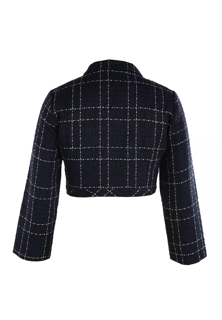 Woven Button-Down Flap Pocket Jacket in Navy