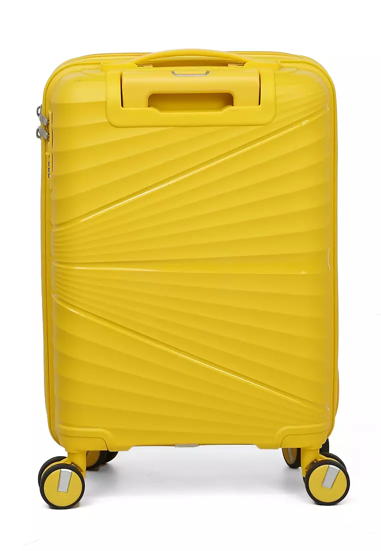 Carlton Koper Size 20inch Unisex Lock Anti Theft Zipper Suitcase Material Fiber ORIGINAL - Yellow