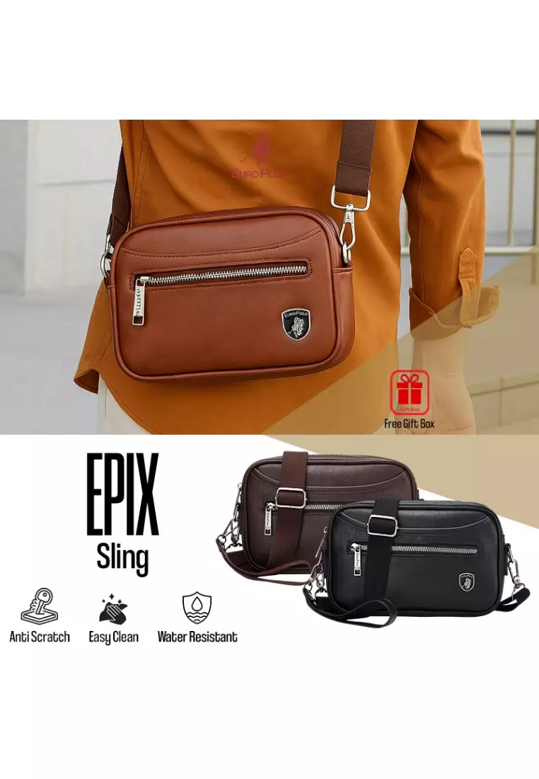 Euro Polo Men's Casual Faux Leather Sling Bag with Gift Box EBA 51207