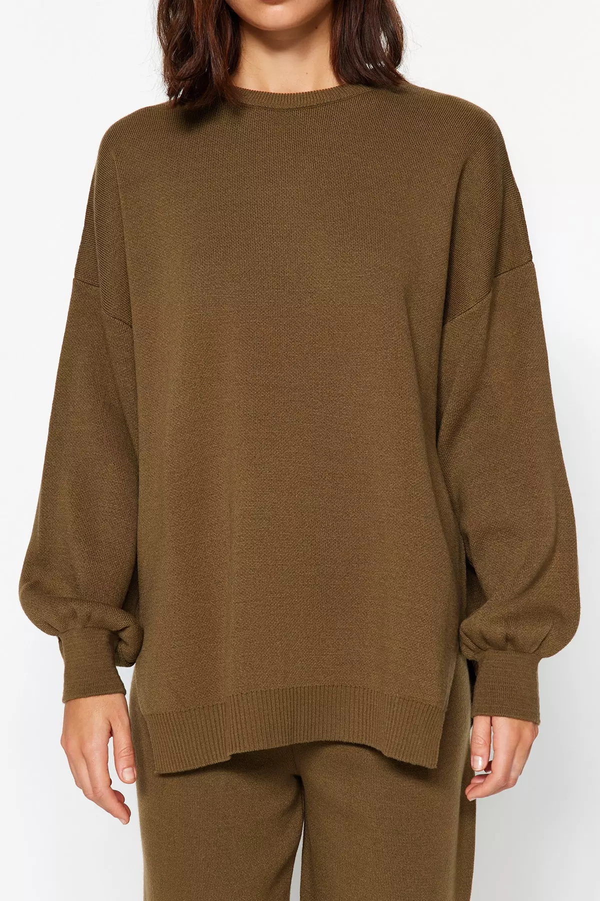 Balloon Sleeves Knitted Sweater and Pants Set