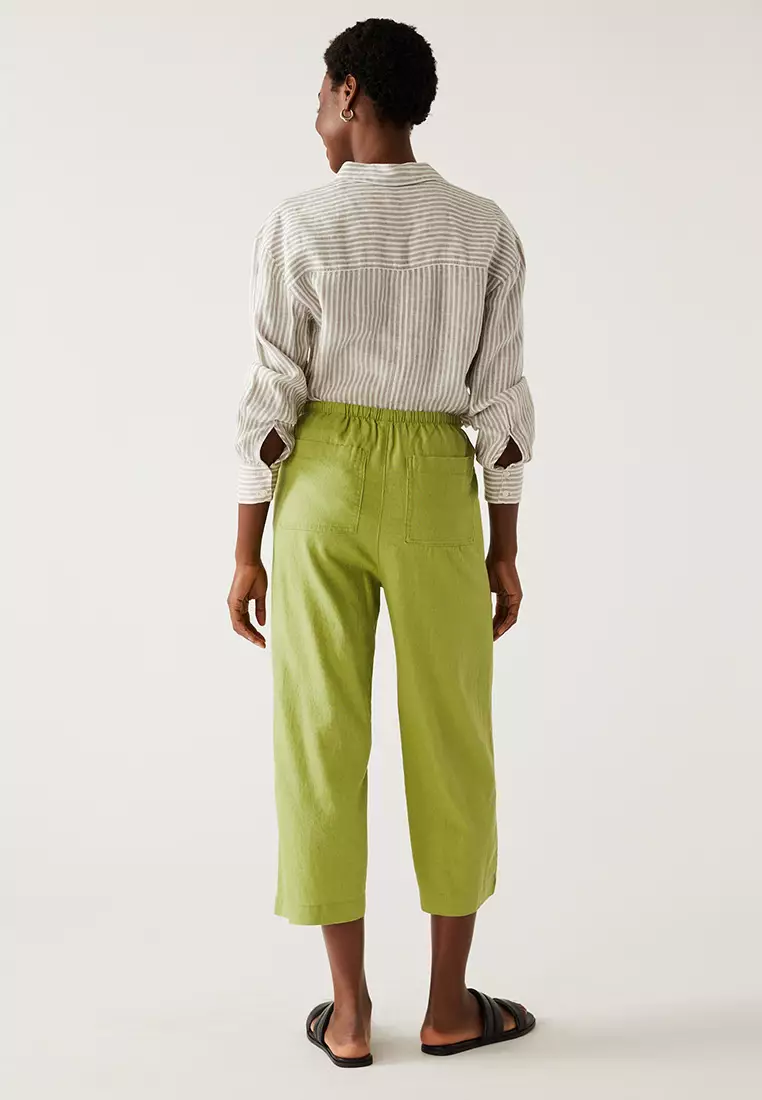 Linen Rich Wide Leg Trousers