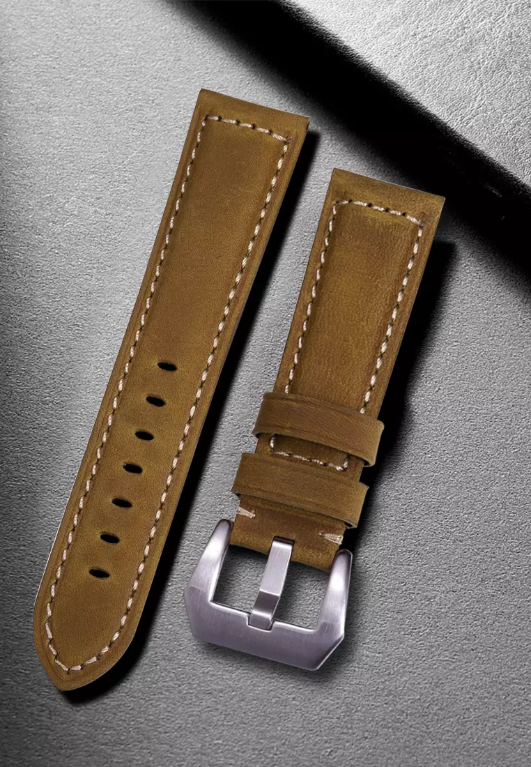 Tali Jam Watch Strap Tali Kulit Pria Buram Leather Strap 20mm Jam Tangan Kulit cokelat