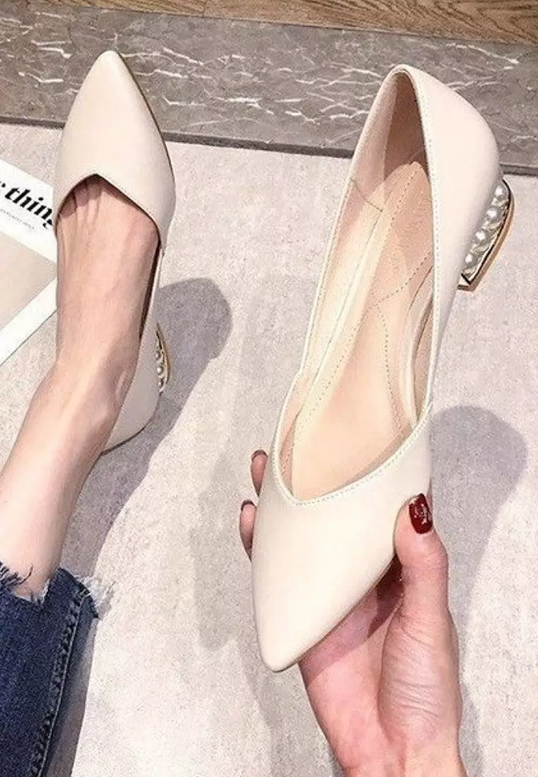 VANSA Pearl Pointed Low Heel Shoes VSW-F006