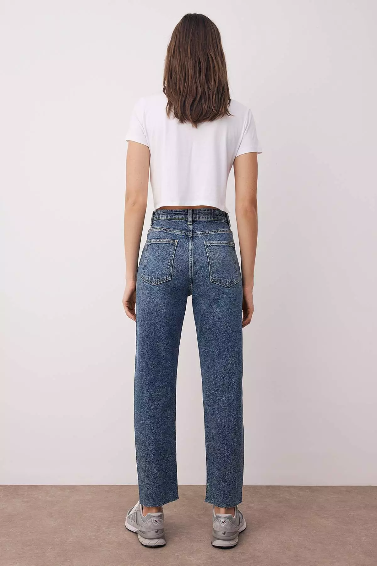 Dark Blue High Waist Slim Mom Jeans